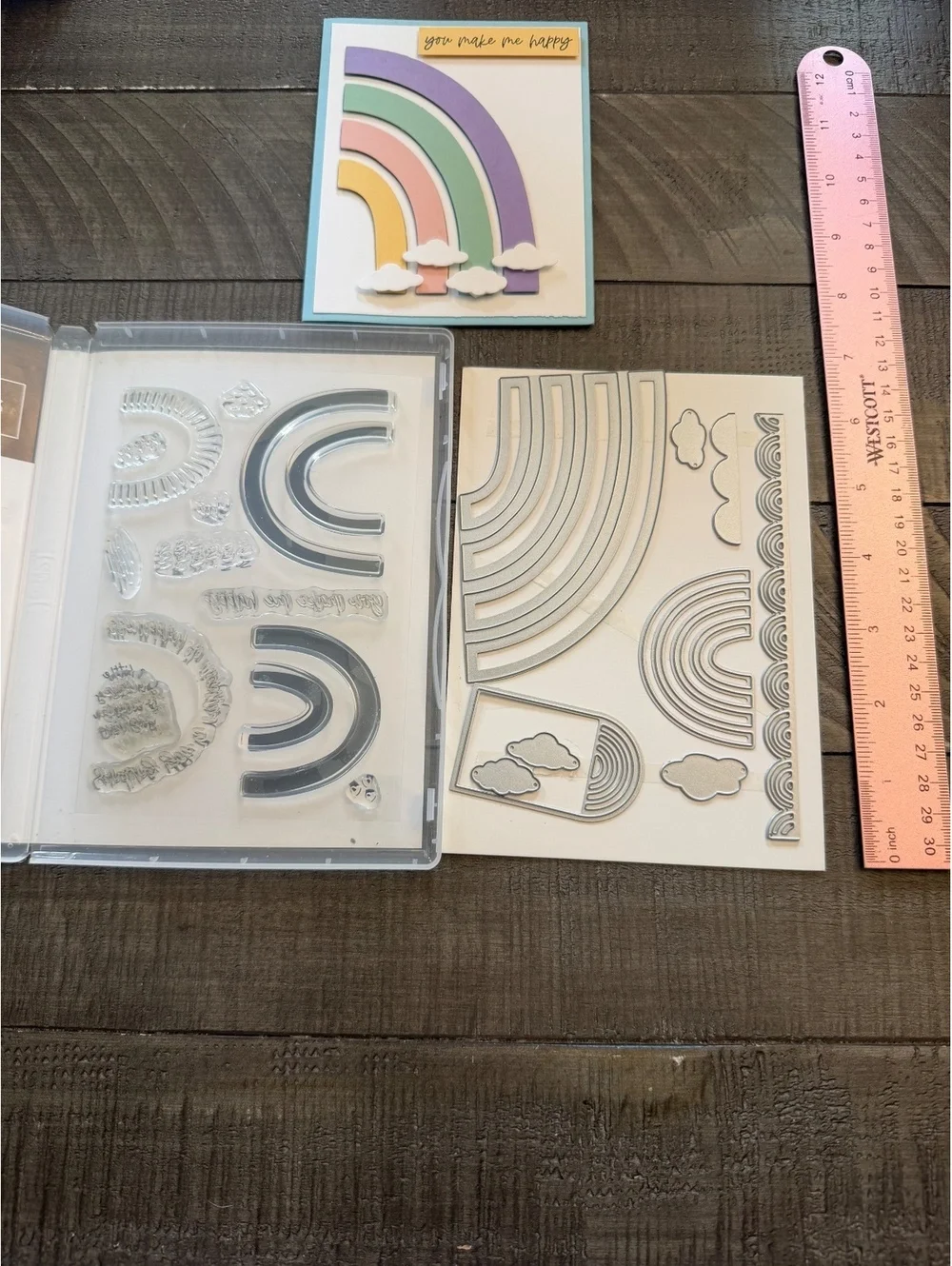 Stampin’ Up Rainbow Of Happiness stamp set and Brilliant Rainbow Dies